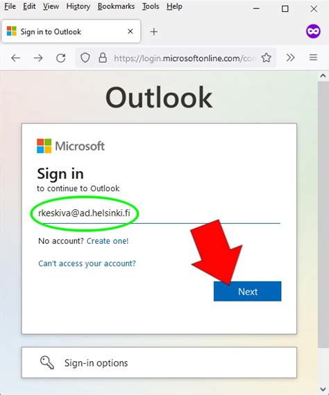 Web Access –sähköpostiin kirjautuminen .
